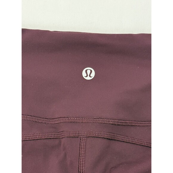 LULULEMON Wunder Under Crop High Rise 4 Burgundy Flocked 21" Cutout EUC B34 - Picture 4 of 6